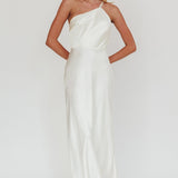 Aubrianna One-Shoulder Strappy Back Dress White