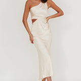 Always Golden One-Shoulder Midi Dress Champagne