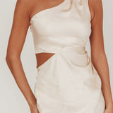 Always Golden One-Shoulder Midi Dress Champagne