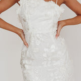 Saskia Floral Embroidery Mini Dress White