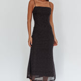 Days Ahead Rhinestone Overlay Maxi Dress Black