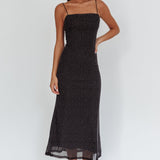 Days Ahead Rhinestone Overlay Maxi Dress Black