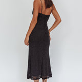 Days Ahead Rhinestone Overlay Maxi Dress Black