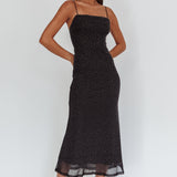 Days Ahead Rhinestone Overlay Maxi Dress Black