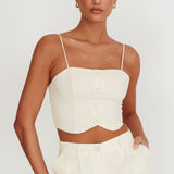 Breathless Straight Neck Cropped Top Oat