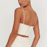 Breathless Straight Neck Cropped Top Oat