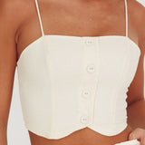 Breathless Straight Neck Cropped Top Oat