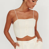 Breathless Straight Neck Cropped Top Oat