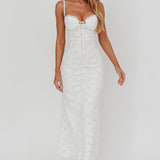 Passione Tied Bust Lace Maxi Dress White