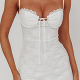 Passione Tied Bust Lace Maxi Dress White