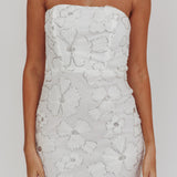 Paulinna Strapless Tied Back Mini Dress Embellished White