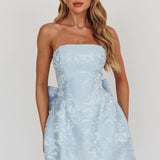 Melty Kisses Bow Mini Dress Blue