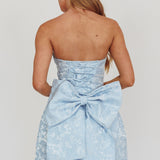 Melty Kisses Bow Mini Dress Blue