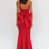 Melty Kisses Bow Back Maxi Dress Wine