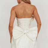 Melty Kisses Bow Mini Dress Cream