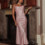 Belonging Cowl Neck Tied Shoulders Maxi Dress Blush