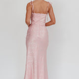 Belonging Cowl Neck Tied Shoulders Maxi Dress Blush