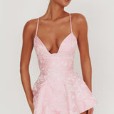 July Jacquard Crossover Straps Romper Baby Pink
