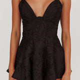 July Jacquard Crossover Straps Romper Black