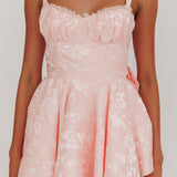 All To You Jacquard Bow Romper Pink