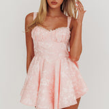 All To You Jacquard Bow Romper Pink