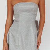 Melodic Bow Back Mini Dress Silver