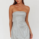 Melodic Bow Back Mini Dress Silver