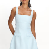 Melodic Faux Pocket Tweed Mini Dress Blue
