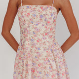 Daisy Day Basque Waist Maxi Dress Floral Blue