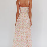 Daisy Day Basque Waist Maxi Dress Floral Pink