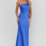 Fly Love Satin One Shoulder Maxi Dress Navy