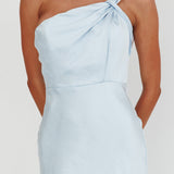 Fly Love Satin One Shoulder Maxi Dress Sky Blue