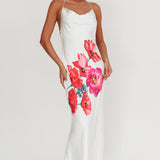 Seren Backless Cowl Neck Maxi Dress White