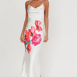 Seren Backless Cowl Neck Maxi Dress White