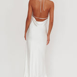 Seren Backless Cowl Neck Maxi Dress White