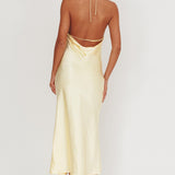 Seren Backless Cowl Neck Midi Dress Yellow