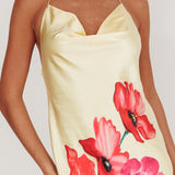 Seren Backless Cowl Neck Midi Dress Yellow