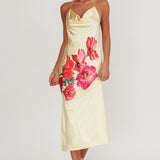 Seren Backless Cowl Neck Midi Dress Yellow