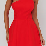 Opulent One-Shoulder Mini Dress Red
