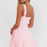 Opulent Accordion Pleat Mini Dress Pink