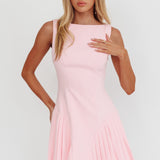 Opulent Accordion Pleat Mini Dress Pink