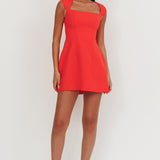 Opulent Cap Sleeve Mini Dress Red