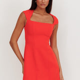 Opulent Cap Sleeve Mini Dress Red