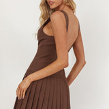 Opulent Pleat Skirt Button Mini Dress Coco