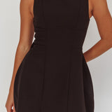 Opulent Pearl Trim Oversized Bow Mini Dress Black