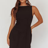 Opulent Pearl Trim Oversized Bow Mini Dress Black