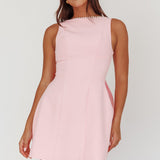 Opulent Pearl Trim Oversized Bow Mini Dress Pink