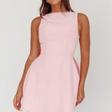 Opulent Pearl Trim Oversized Bow Mini Dress Pink