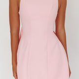 Opulent Pearl Trim Oversized Bow Mini Dress Pink