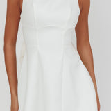 Opulent Pearl Trim Oversized Bow Mini Dress White